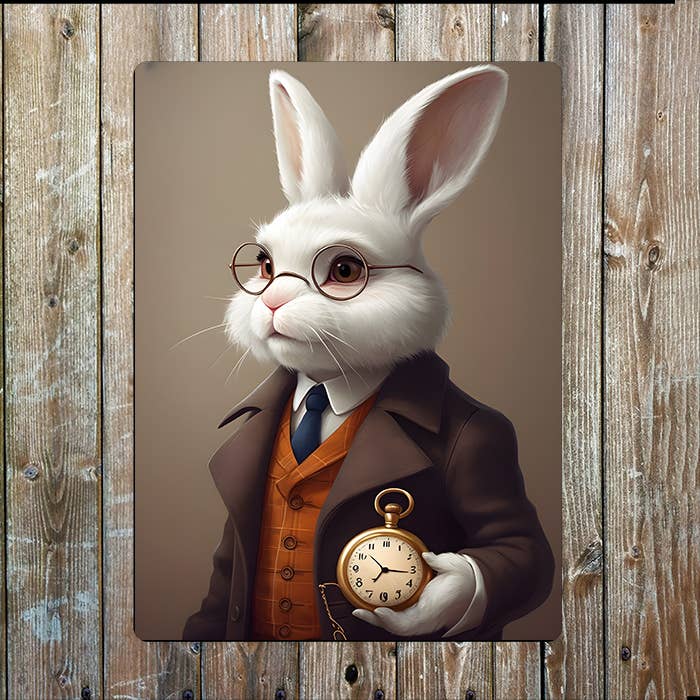 Alice in Wonderland | White Rabbit | Metal Sign Plaque