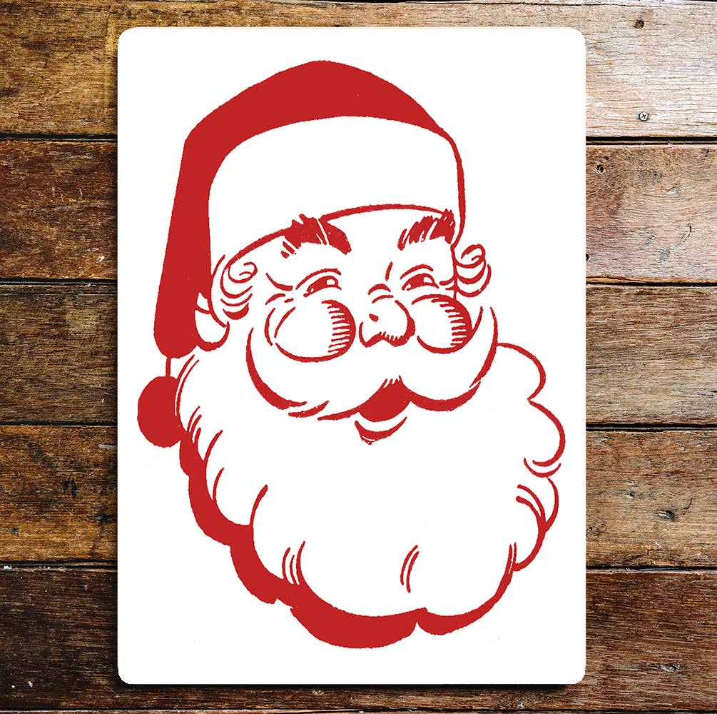 Father Christmas Head Red And White | Metal Sign Plaque