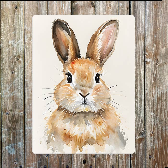 Light Brown Bunny Rabbit Farm Farmhouse | Metal Sign Plaque