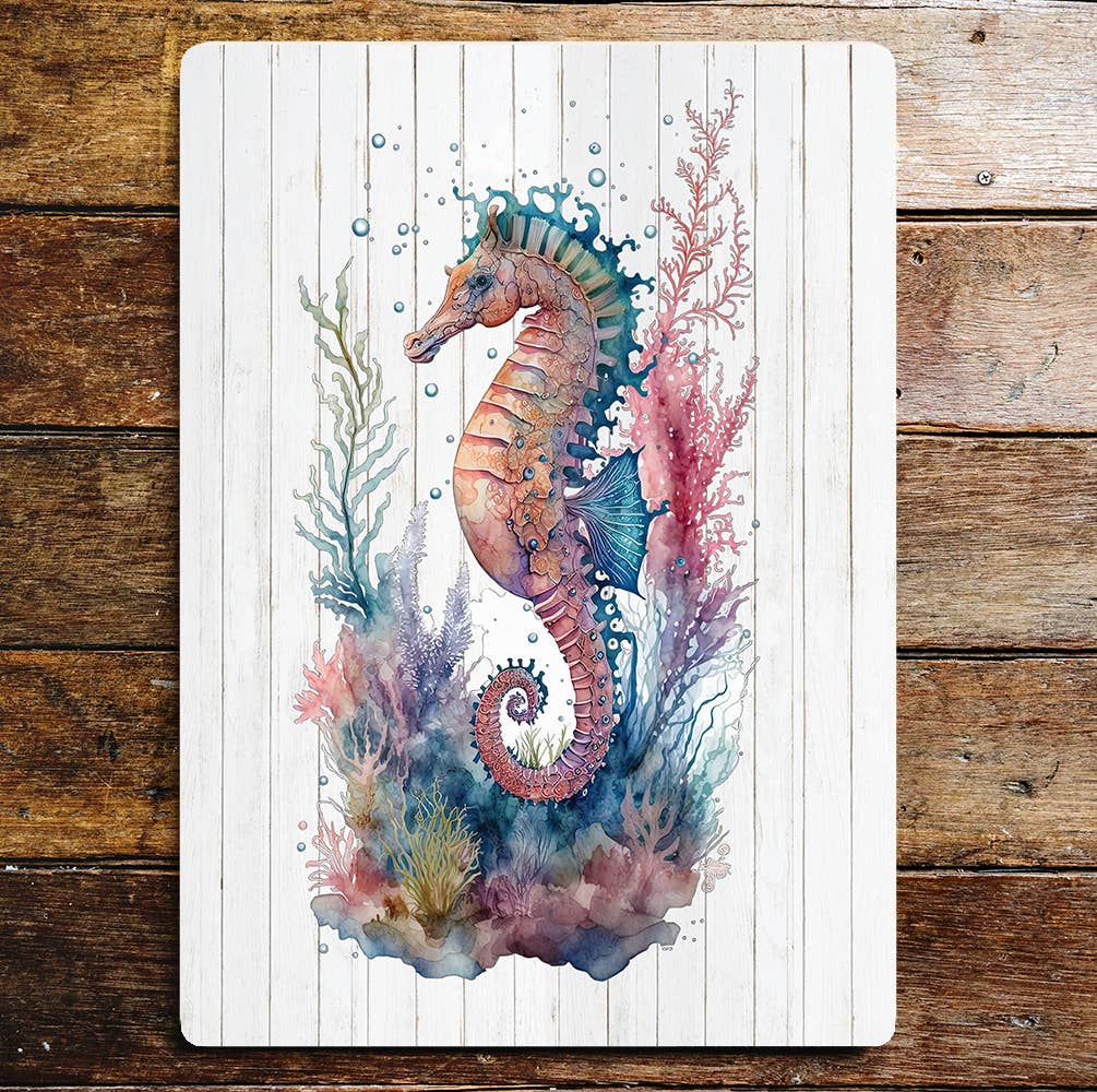 Seahorse nature wildlife art print Metal Sign Plaque