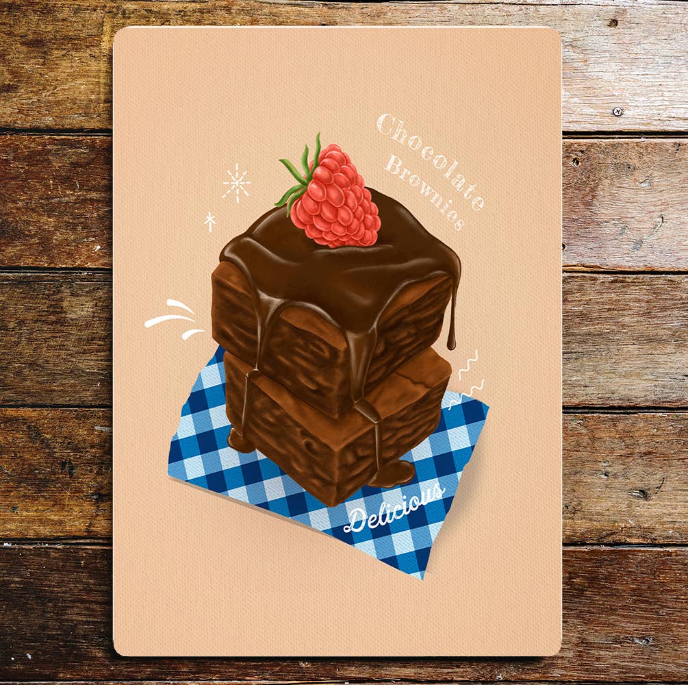 Chocolate Brownies Sauce Cakes | Metal Sign Plaque
