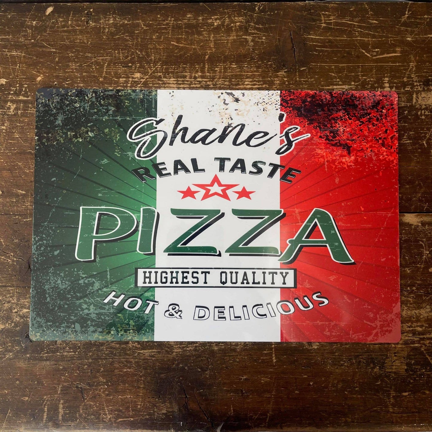Name Pizza Personalised Custom | Metal Wall Sign