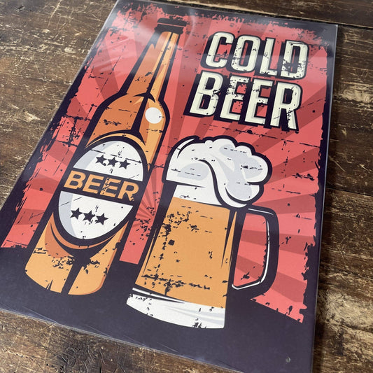 Bottle Beer Cold Bar | Metal Vintage Wall Sign