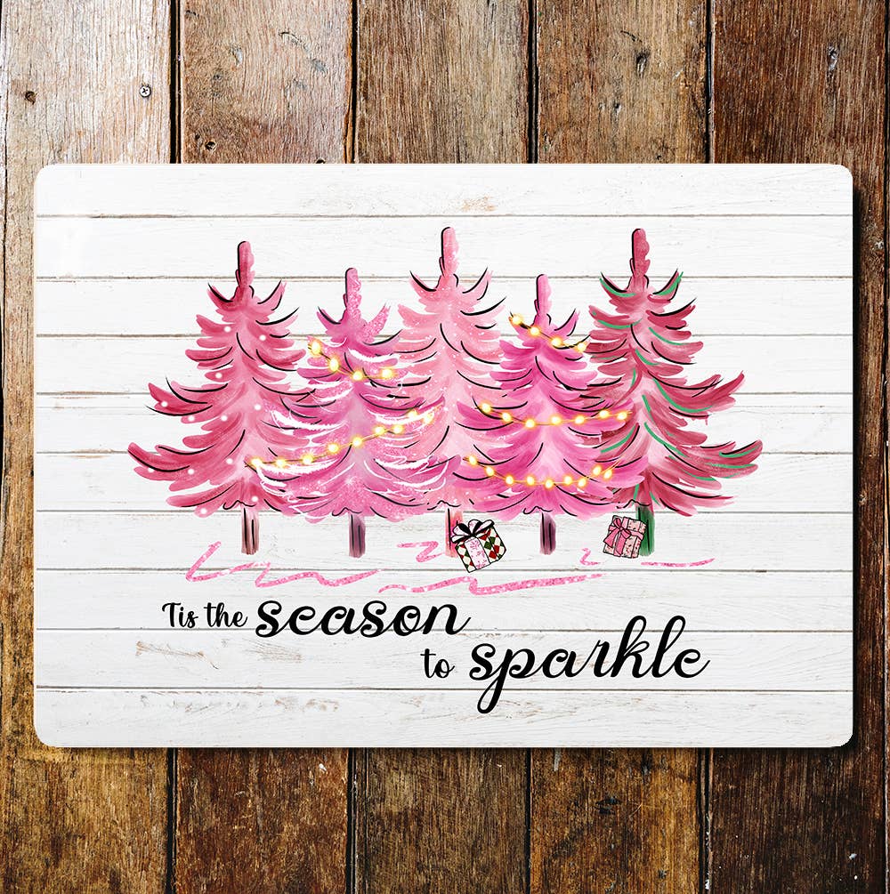 Sparkle Christmas Trees Art Metal Sign Plaque