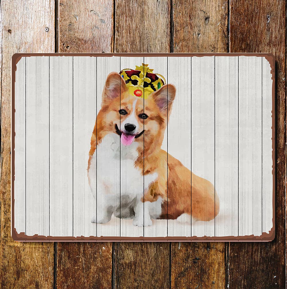 Corgi Dog Crown Animals | Metal Wall Sign