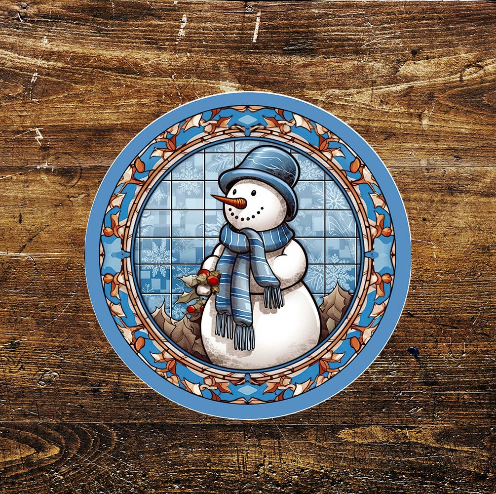 Christmas Snowman Traditional Decoration Circle Metal Sign