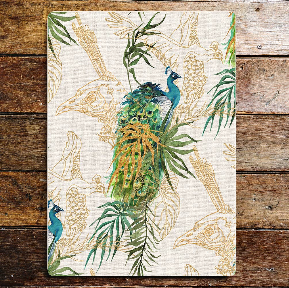 Peacock feather tropical leaves art Metal Sign Plaque