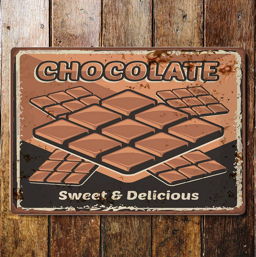 Retro Chocolate Sweet Metal Wall Sign Plaque