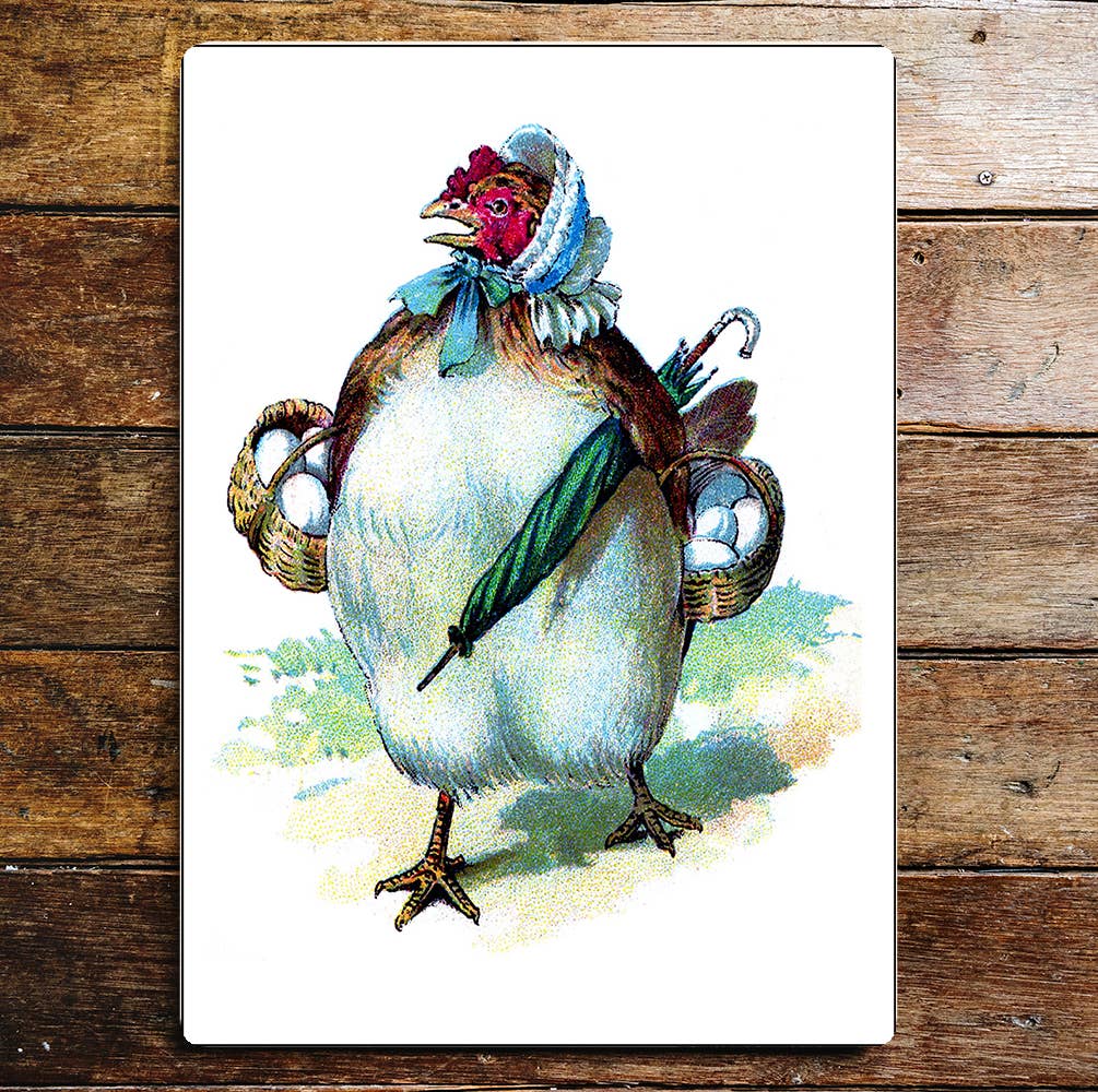 Mother Hen Baskets Of Eggs Bonnet | Metal Sign Plaque