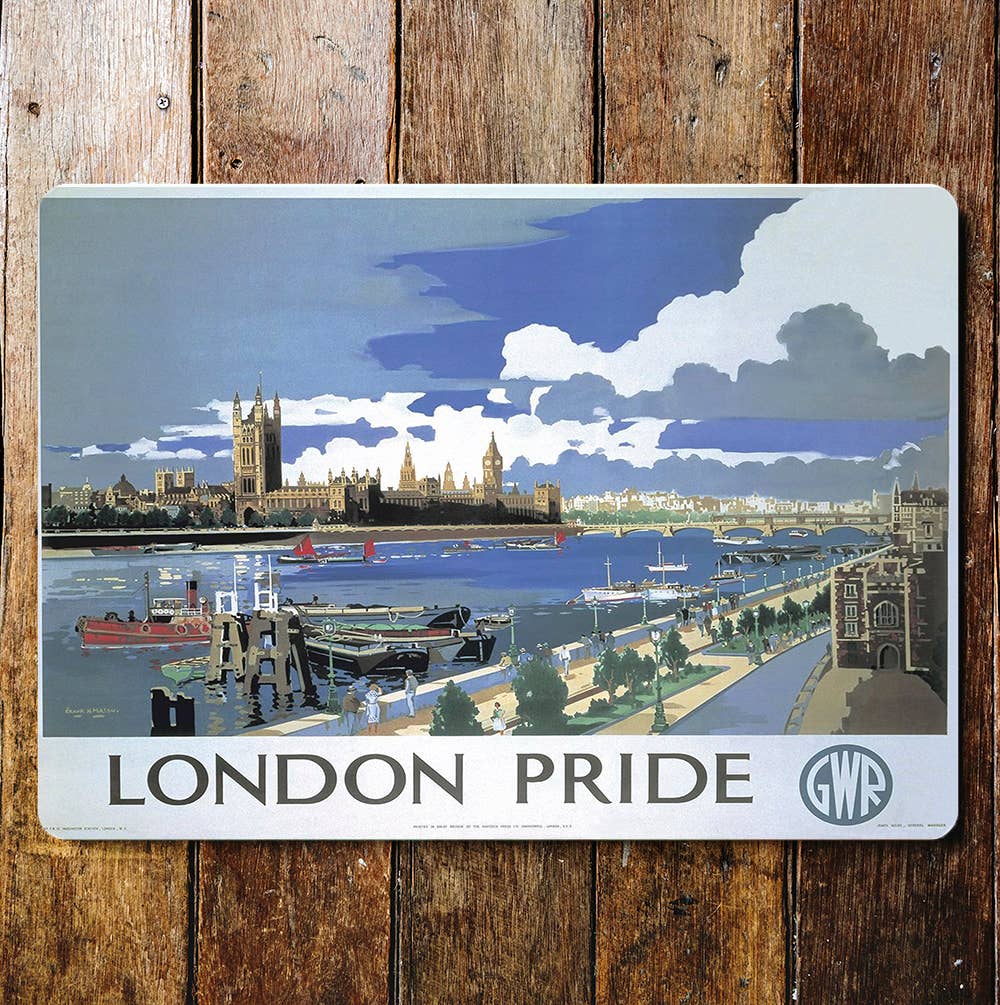 London Pride Train | Metal Travel Wall Sign