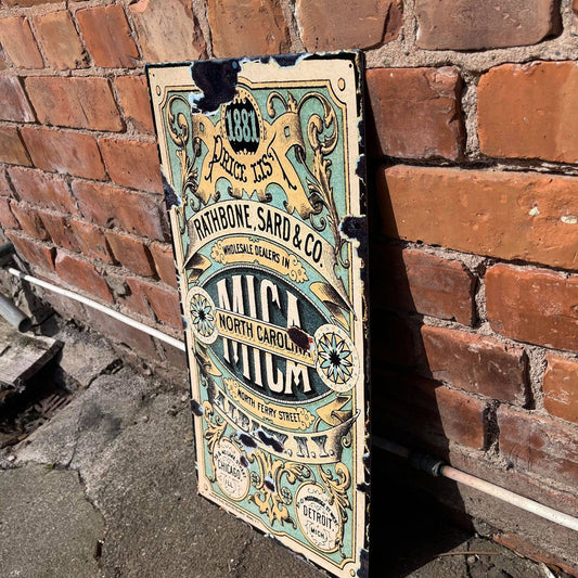1881 Price List Wholesale Dealers | Metal Sign