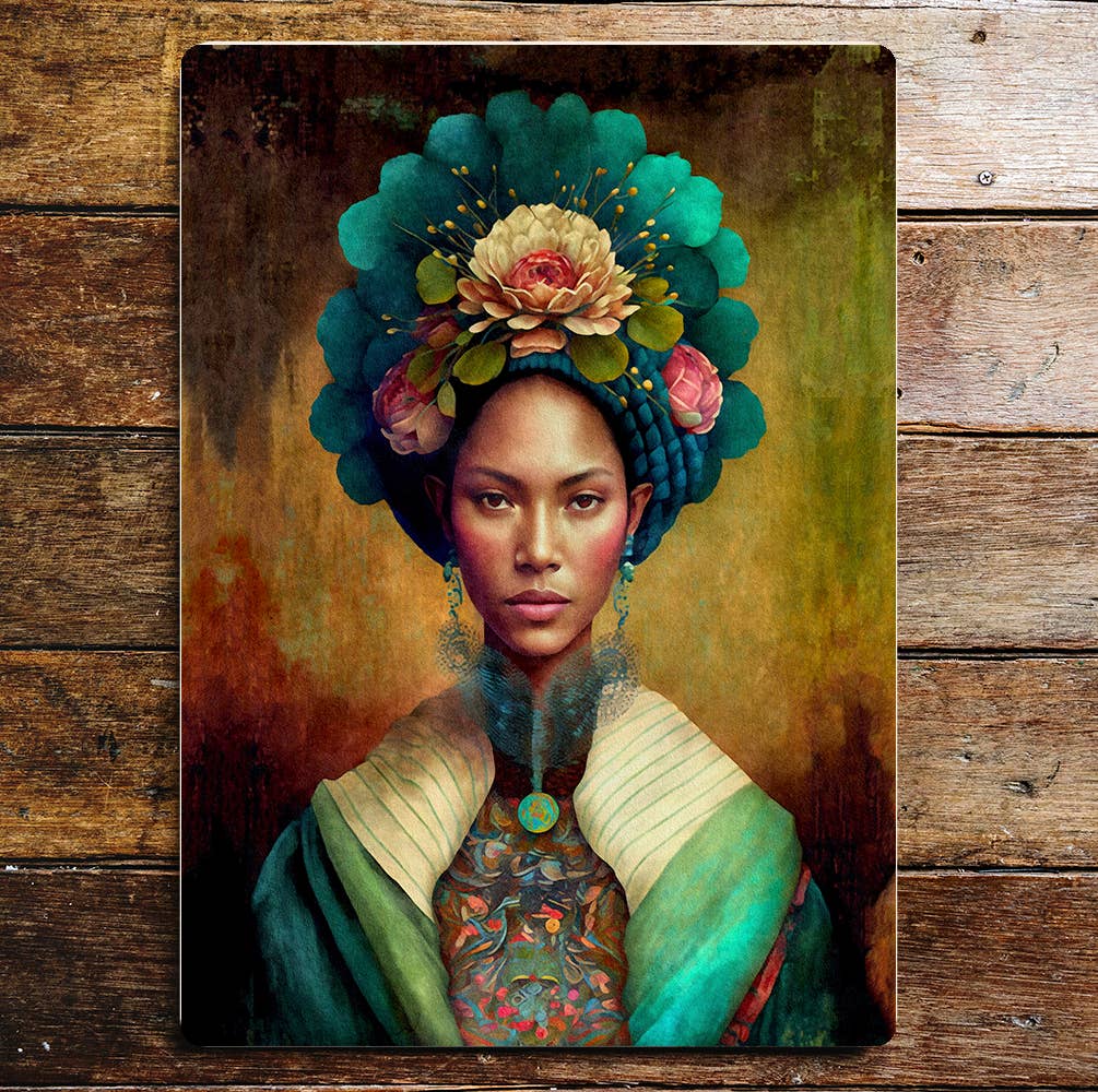 Head Dress Old World Art | Metal Sign Plaque
