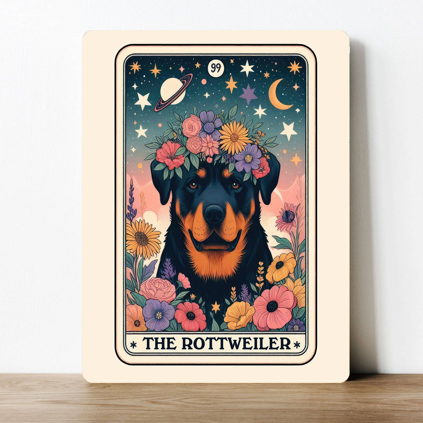 The Rottweiler Dog Tarot Card Magic Metal Sign Plaque