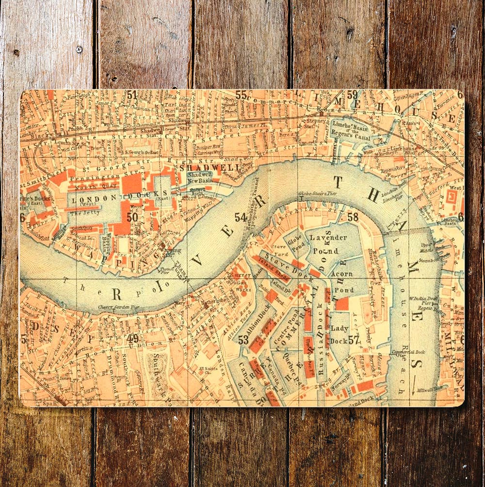 London Map Vintage Thames map | Metal Sign