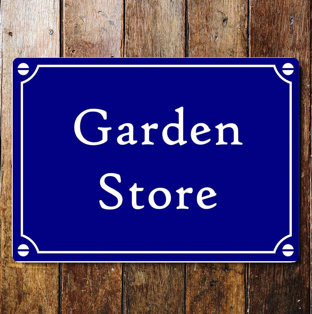 Garden Store Notice Blue Plaque