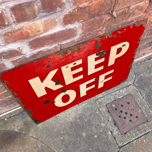 Red Keep Off Metal Advertising Wall Sign