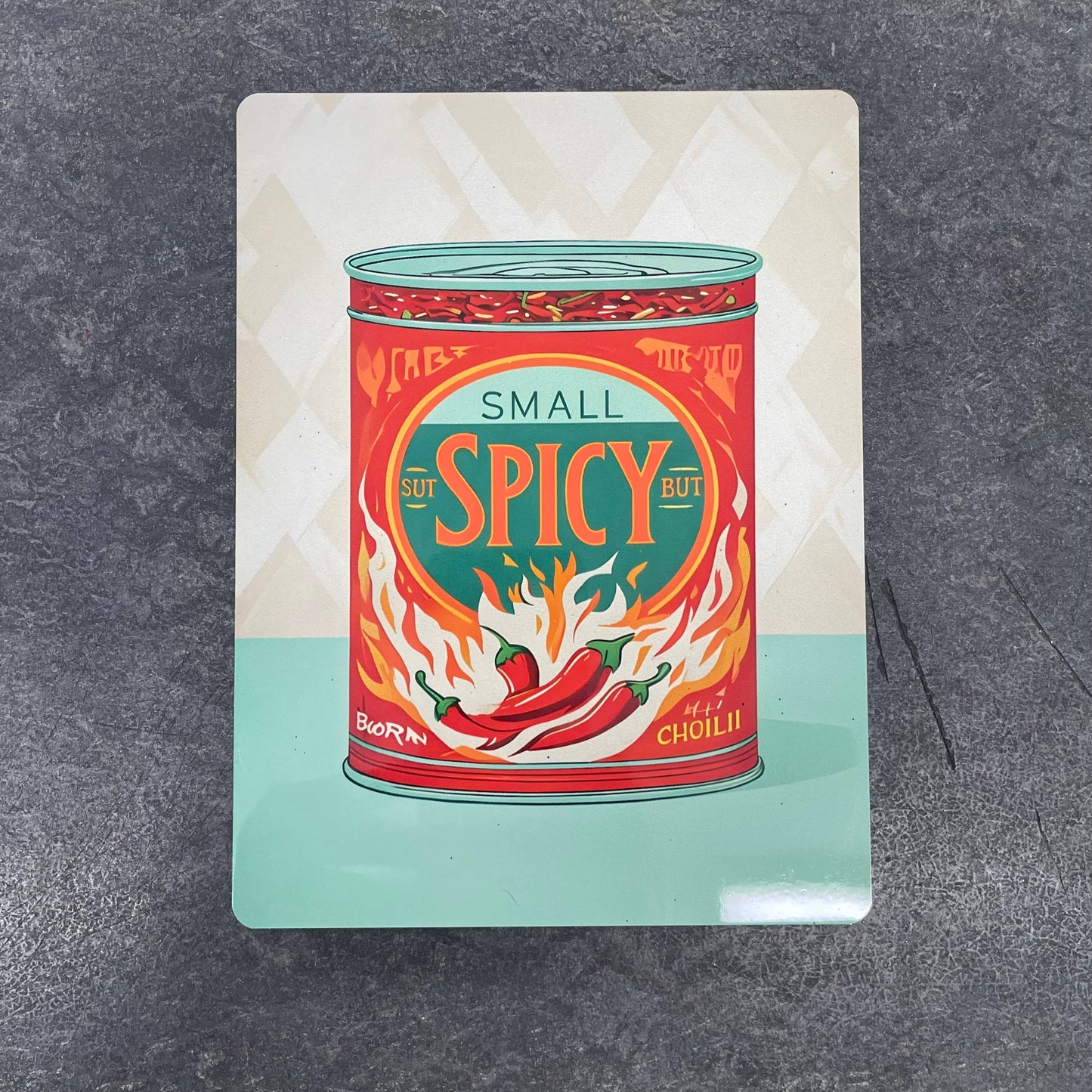 Vintage Can Filled With Spicy Chilli | Metal Sign Plaque