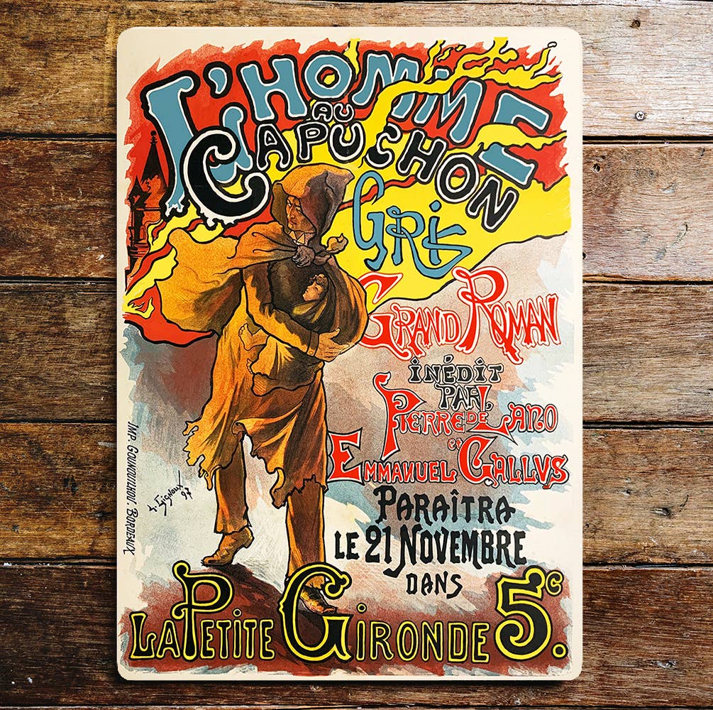 L'Homme Capuchon | Metal Travel Wall Sign