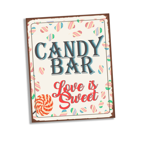 Candy Bar , Love is sweet | Metal Wall Sign