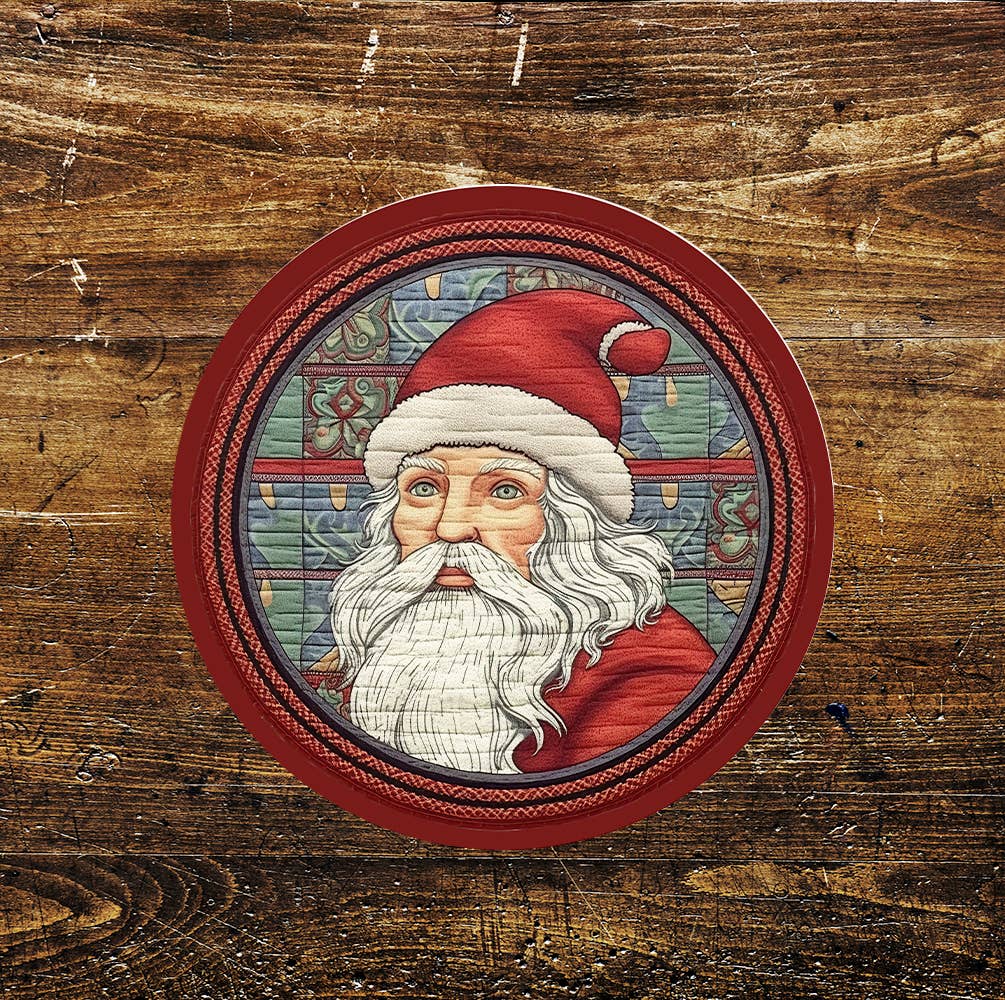 Christmas Santa Traditional Decoration Circle Metal Sign