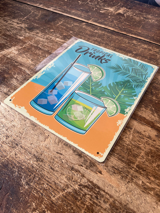 Tropical Drink Bar Tin Sign | Metal Sign Plaque