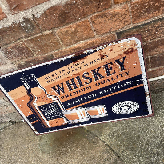 Whiskey Bar Retro Tin Sign | Metal Sign Plaque