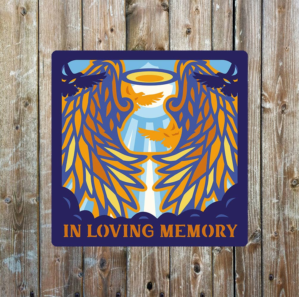 Angel Wings loving memory | Metal Sign Plaque Square