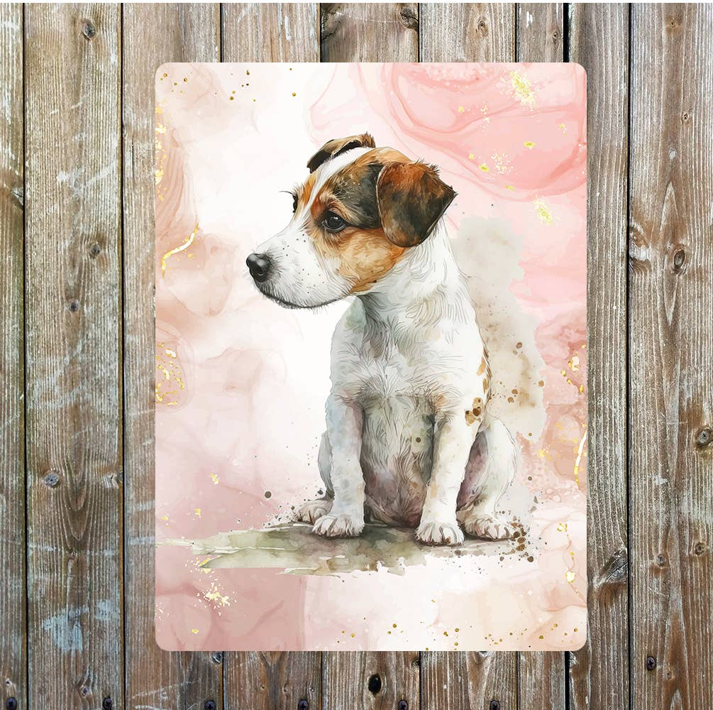 Cute Sitting Jack Russell Dog Portrait | Metal Sign Plaque