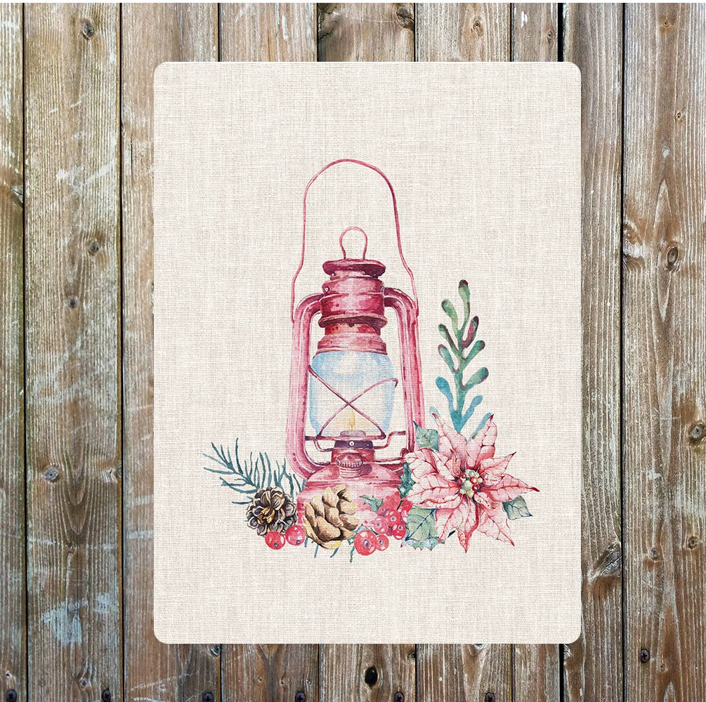 Christmas Gas Lamp Red Flower Berries | Metal Sign Plaque