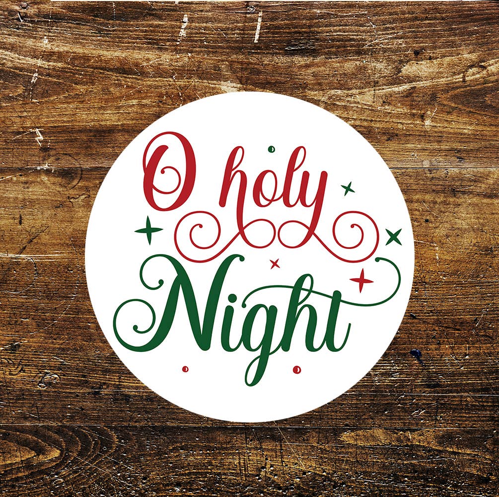 O Holy Night Christmas Circle Metal Sign