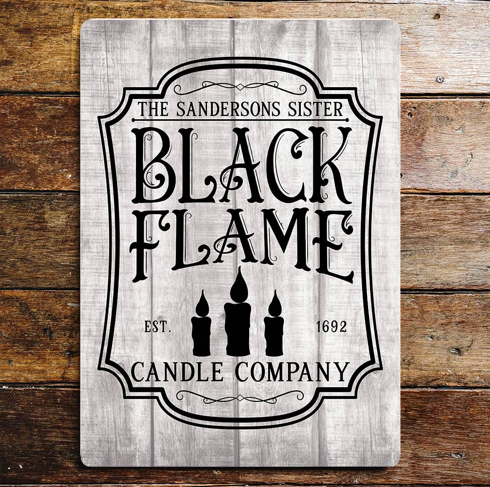 Black Flame Candle Halloween | Metal Sign Plaque
