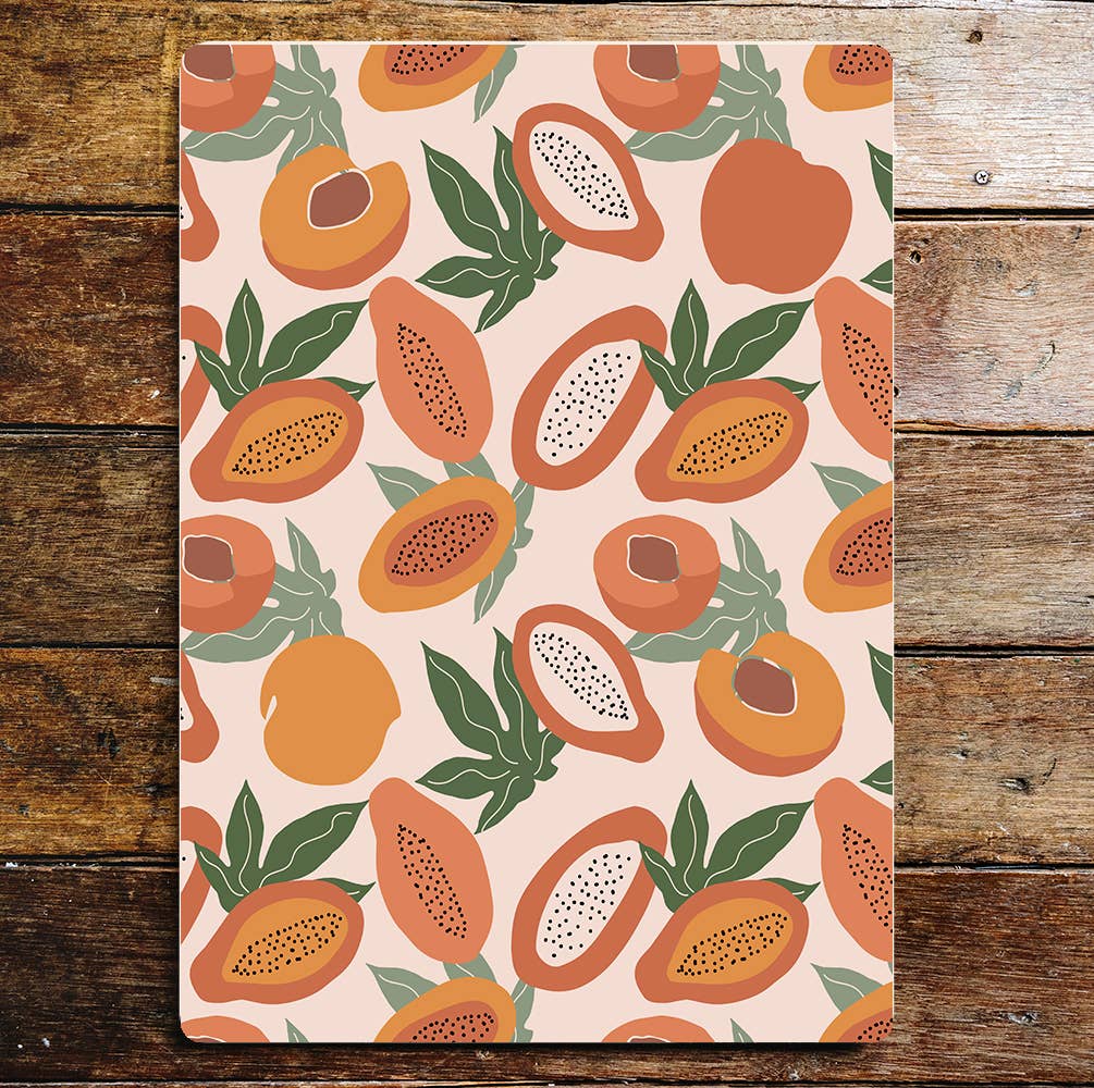Papaya and peach pattern kitchen Metal Wall Sign