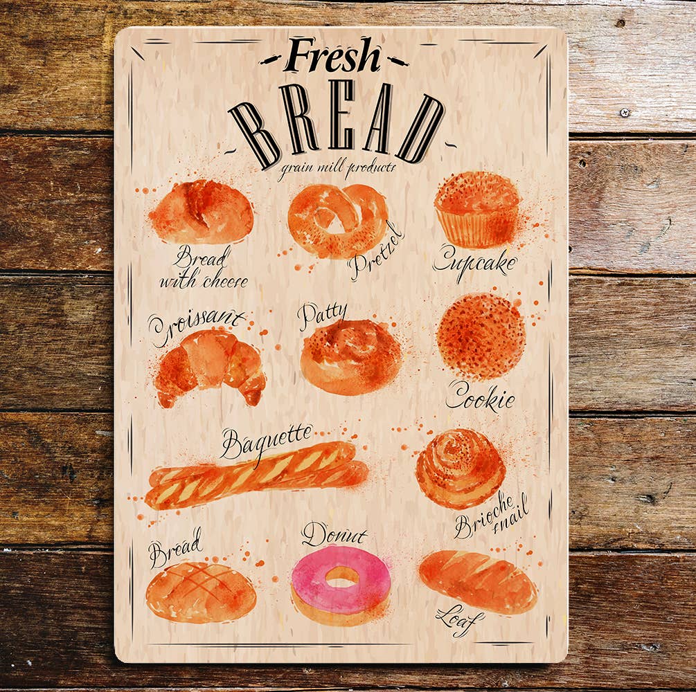 Fresh Bread Bakery Kitchen | Metal Vintage Wall Sign