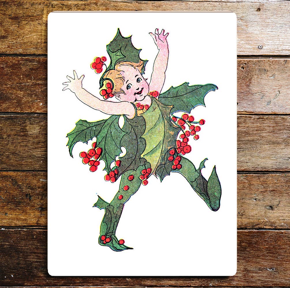 Little Boy Fancy Dress Holly Bush Red | Metal Sign Plaque