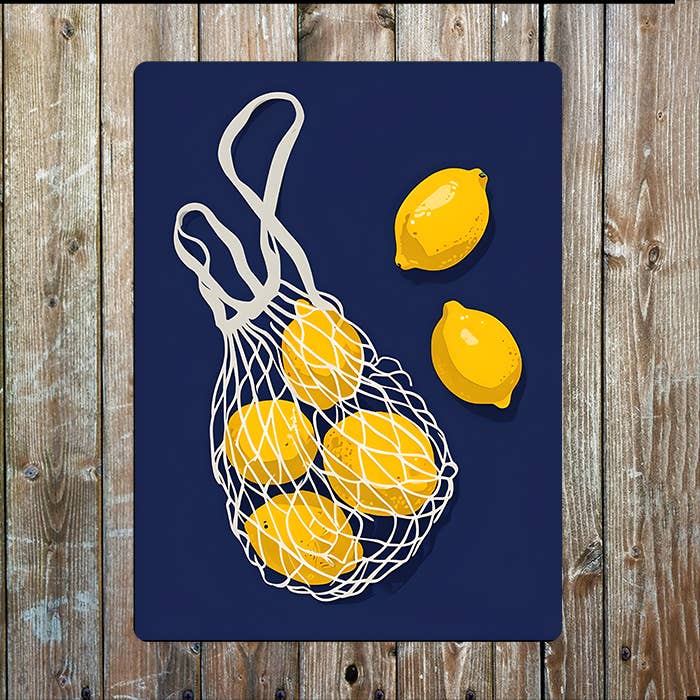 Net Bag Lemons | Illustration Kitchen | Metal Sign Plaque