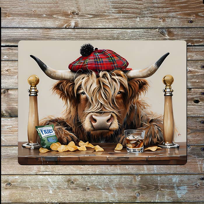 Highland Cow Rustic Bar Pub Scotland | Metal Sign Plaque