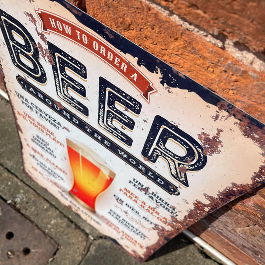Order A Beer Around the world | Metal Wall Sign