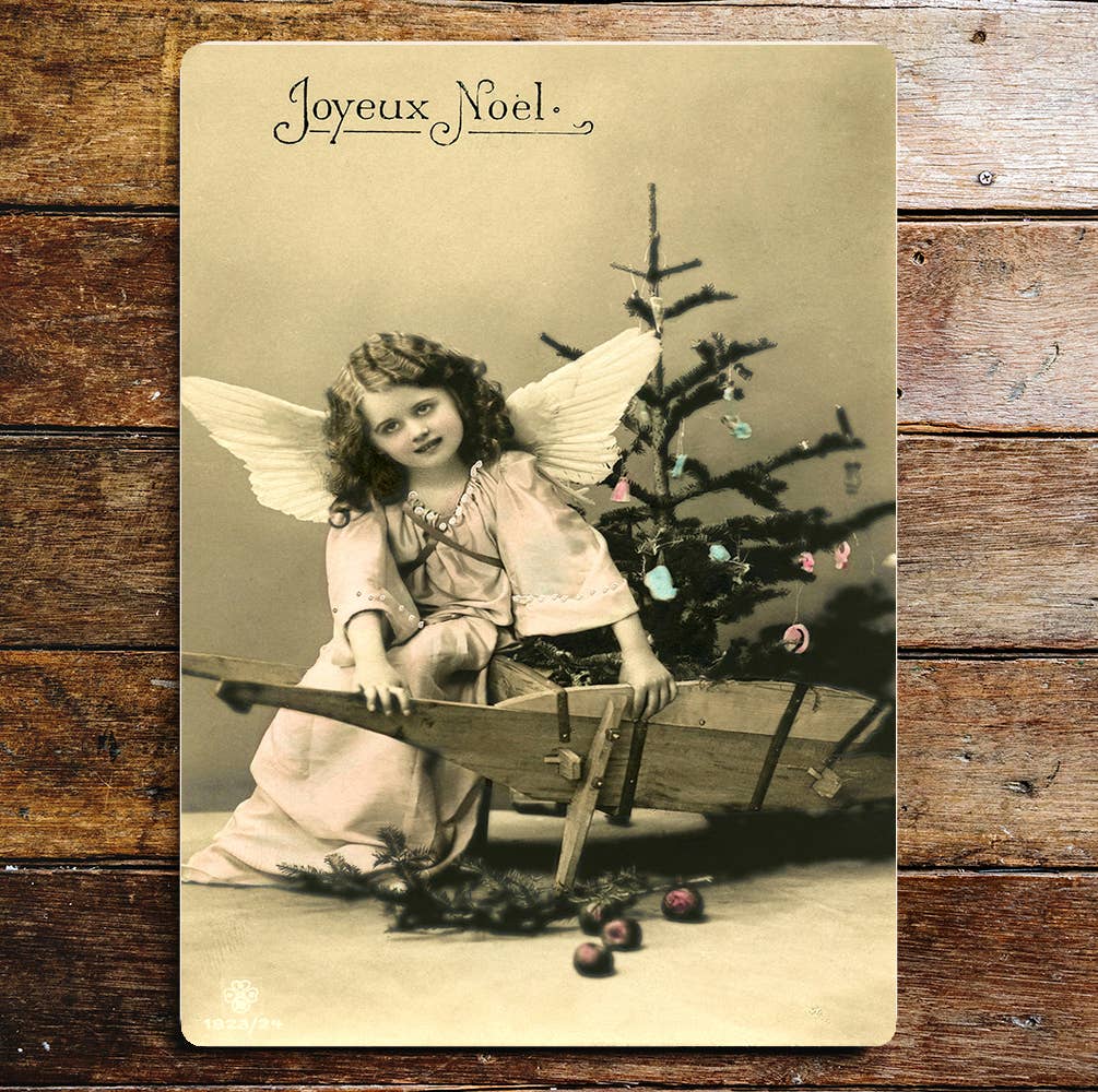 Merry Christmas Child angel Night Wall | Metal Sign Plaque