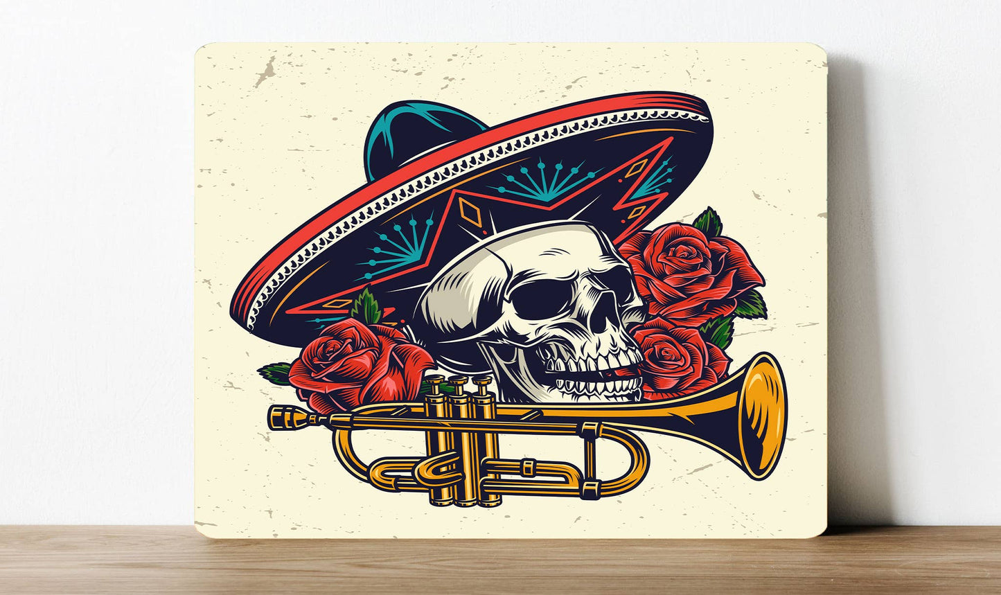 Skull Trumpet Skeleton | Metal Sign Plaque