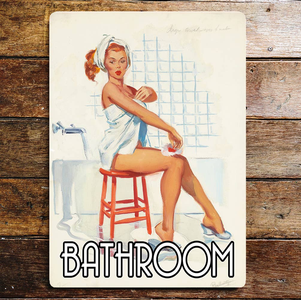 Pinup Girl Bathroom Metal Wall Sign Plaque (Copy)
