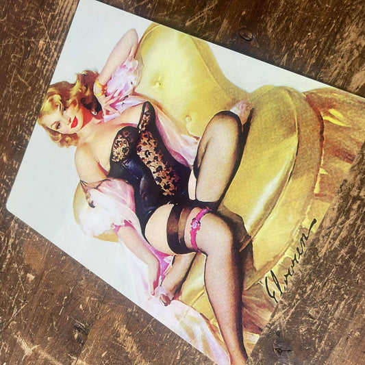 Pinup Girl Chair Metal Pin Up Girl Wall Sign