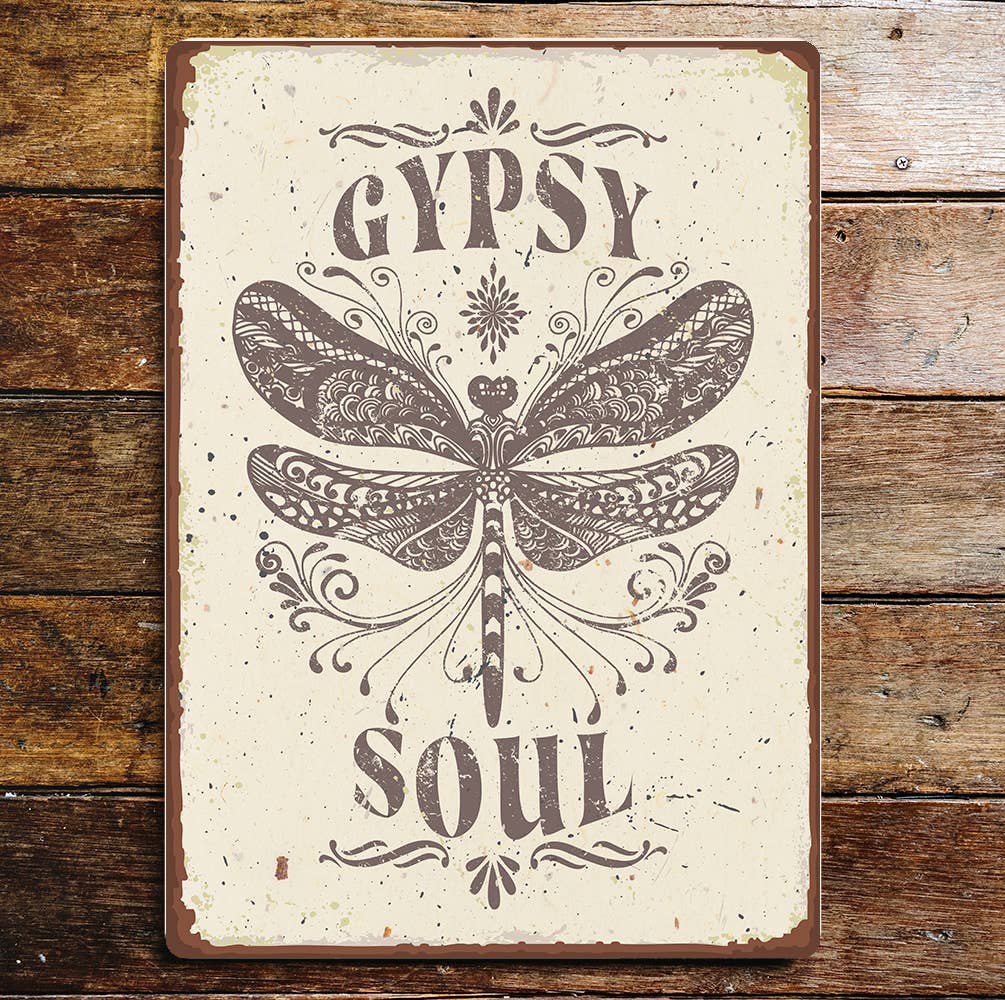 Gypsy Soul Dragonfly | Metal Wall Sign Plaque