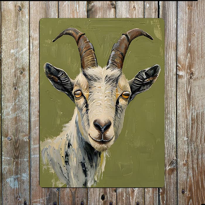 Painting Style of Goat's Head Metal Sign Plaque