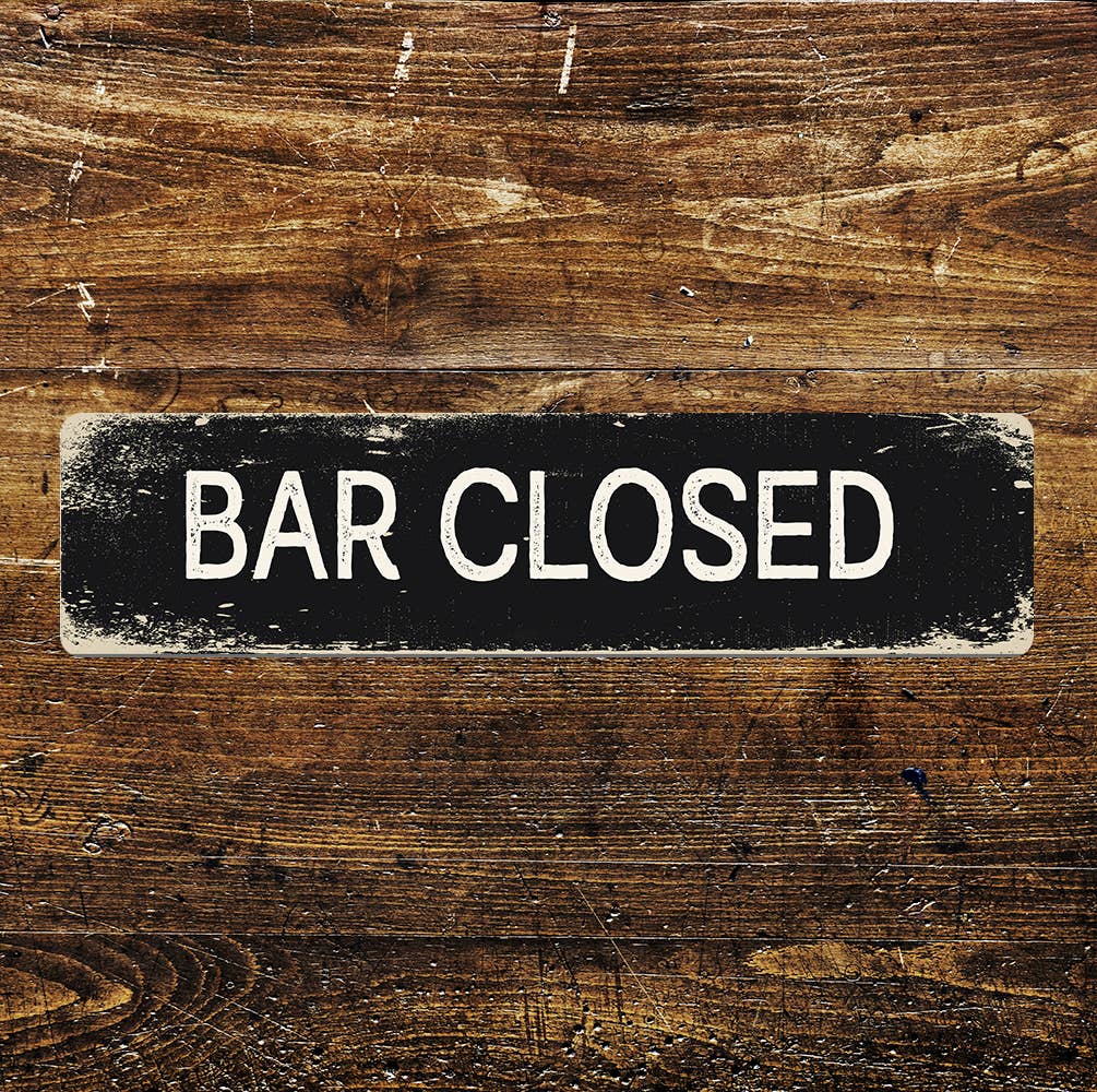 Bar Closed Pub Bar Sign Metal Long Sign Plaque