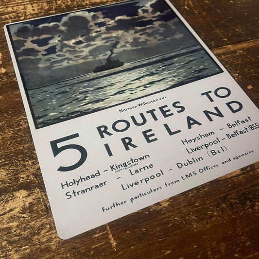 5 Routes to Ireland Ship | Metal Travel Wall Sign