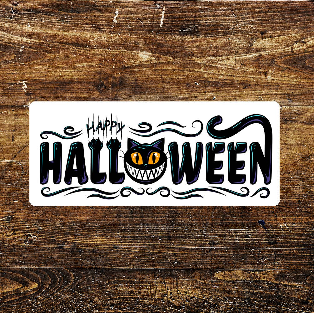 Happy Halloween Cat - | Metal Sign Plaque