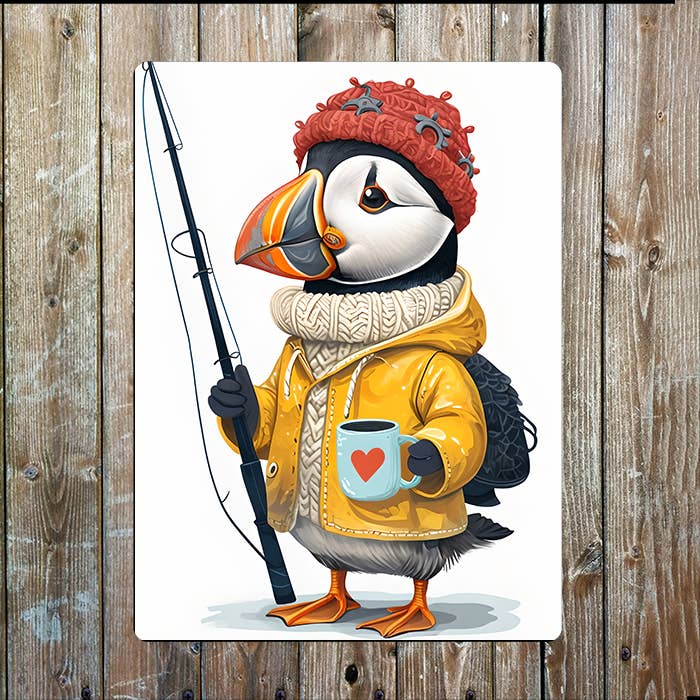 Puffin Fishing Sailor Walrus Sea Nautical Metal Sign Plaque