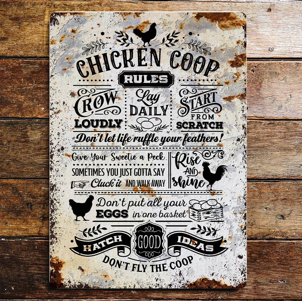 Chicken Coop Rules Farmhouse | Metal Sign Plaque