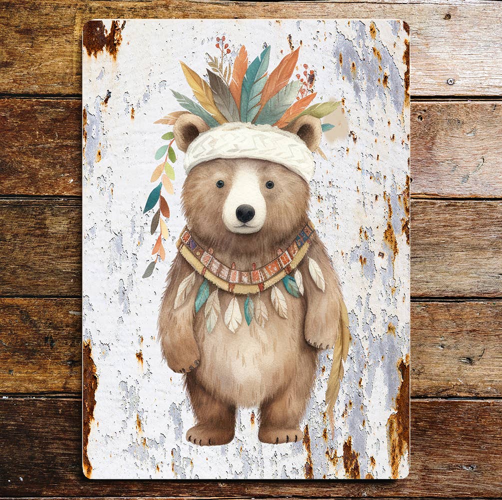Brown Bear Wildlife Nature Lifestyle Art | Metal Sign Plaque
