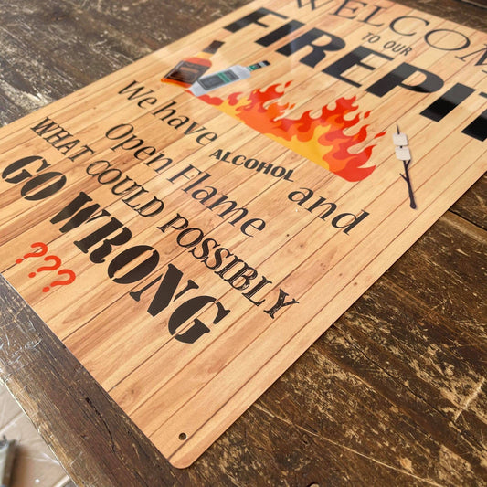 Welcome Fire Pit fire pit | Metal Sign Humorous Plaque